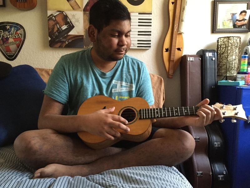 Brendon Santana started playing ukulele after a bone marrow transplant.