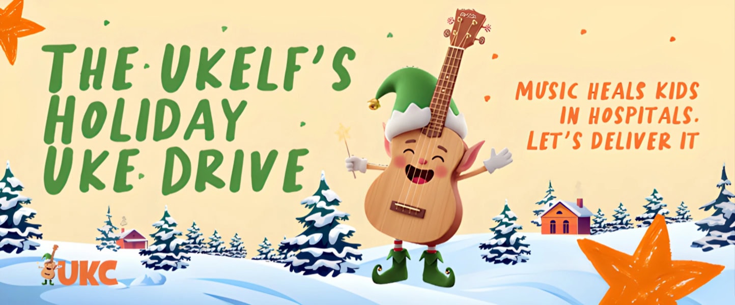 The banner depicts the "ukelf" in a winter scene with snow.