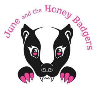 The logo depicts a clip art Honey Badger